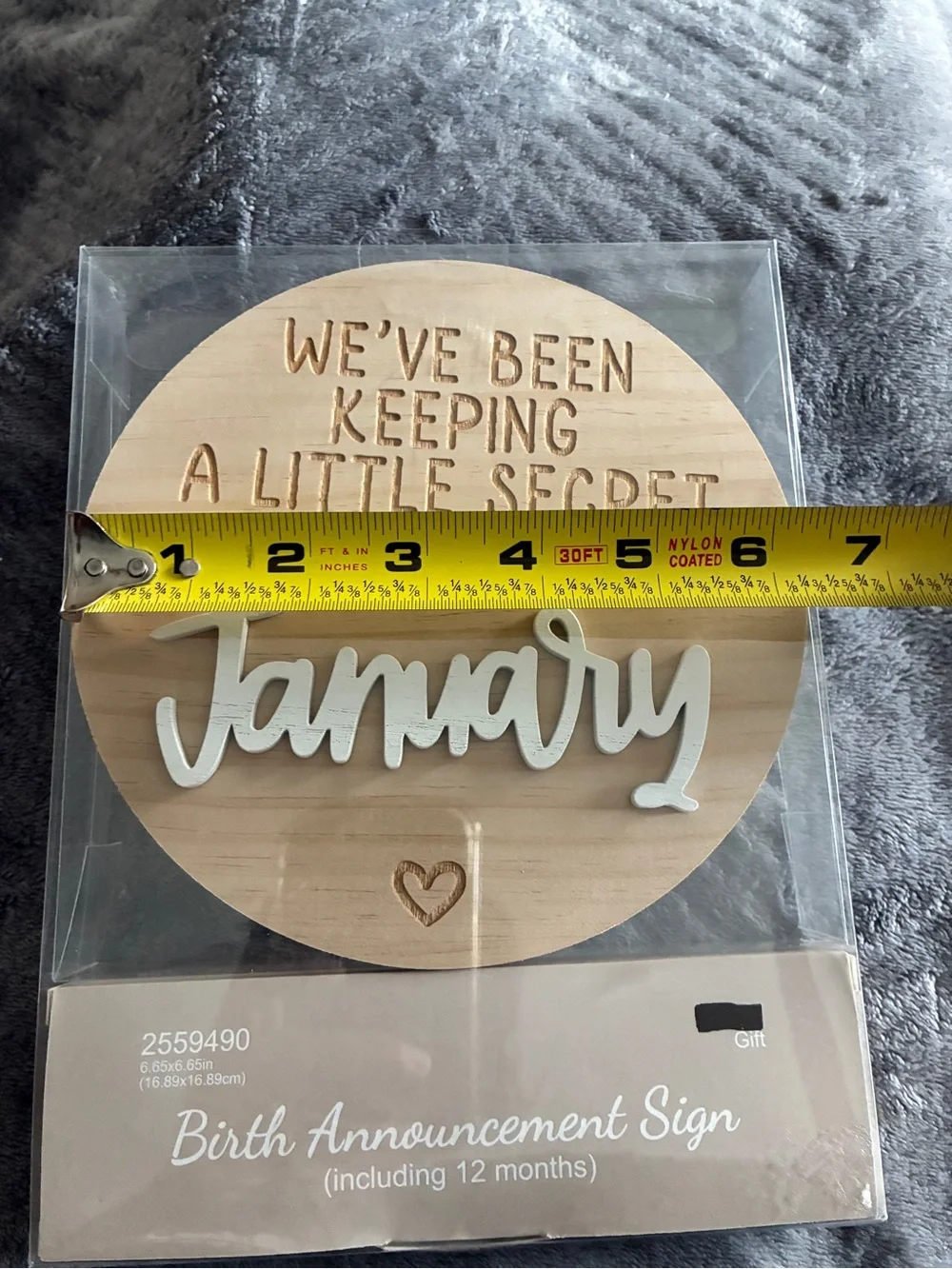Sweet Reusable Birth Announcement Sign All 12 months, Engraved Natural Wood NEW!